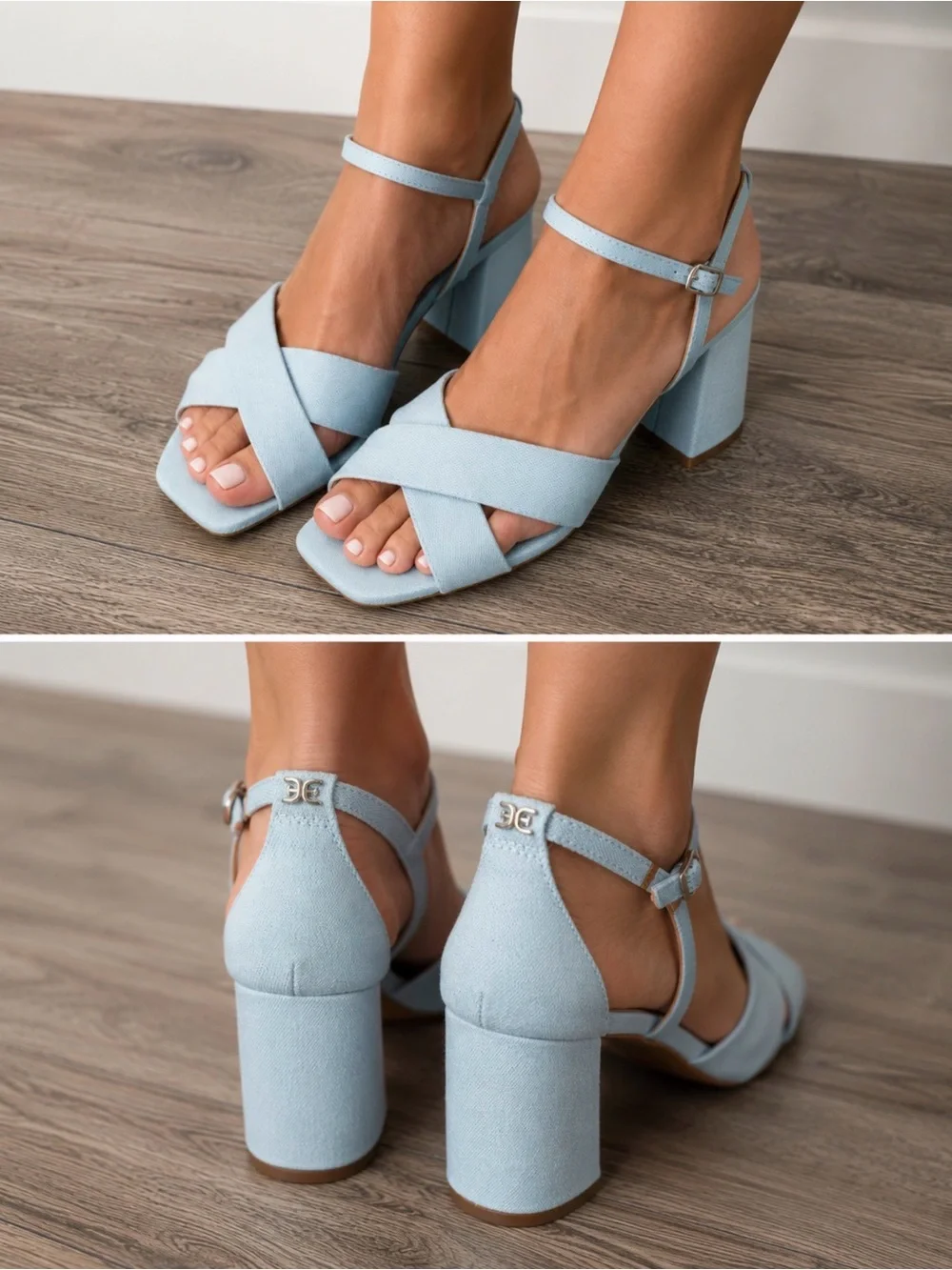 NWT Sam Edelman women’s Light Blue Crisscross Block Heel Sandals size 7,5